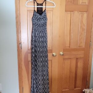 Xhilaration Black and White Patterned Maxi Dress